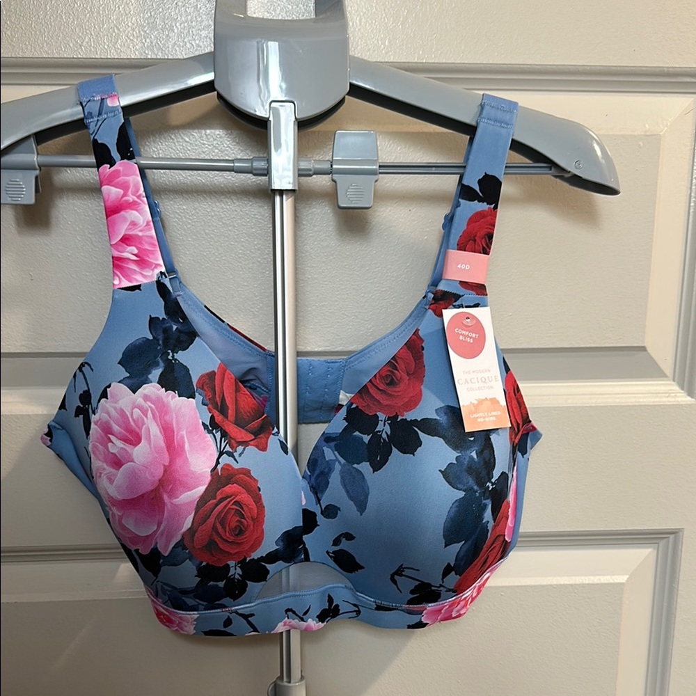 Cacique Blue and Pink Floral Bra